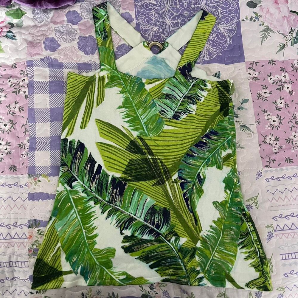 Cache Green Tropical Leaf Halter Tank Top ⭐️priced to sell firm ⭐️ - Picture 4 of 4